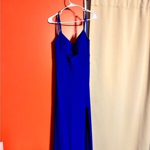 Elegant Blue Spaghetti Strap Dress
